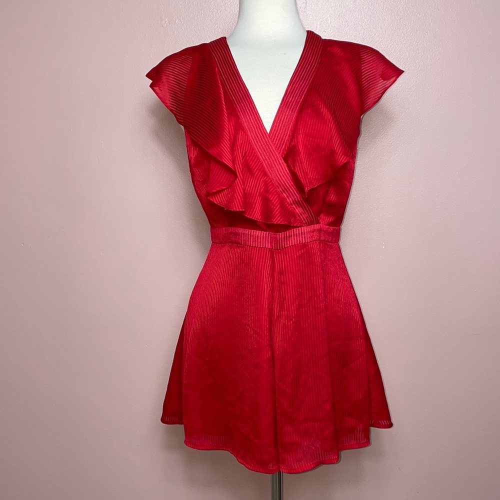 WAYF Red Chiffon Romper